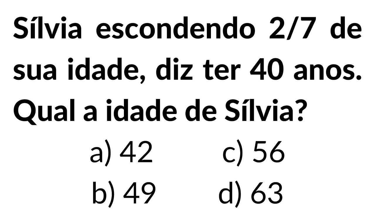 QUESTÃO DE MATEMÁTICA BÁSICA IMPERDÍVEL EM PROVA CONSEGUE INTERPRETAR - PROIBIDO ERRAR