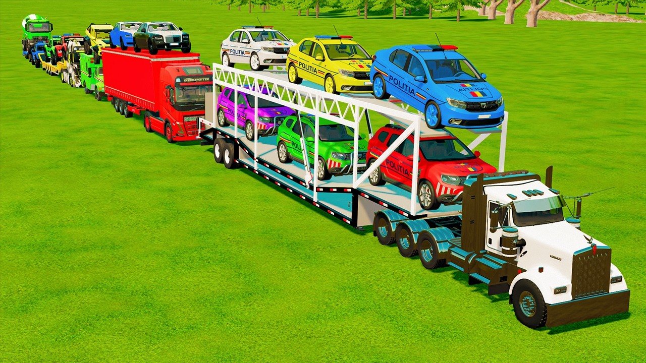 OVERSIZED LOAD TRANSPORT POLICE VS MINI CEMENT MIXERS VS FIRE DEPARTMENT VS AMBULANCE ! FS 25