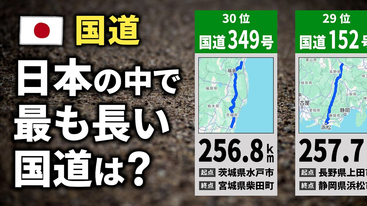 【国道の長さ】TOP30ランキング【起点・終点のデータ付】