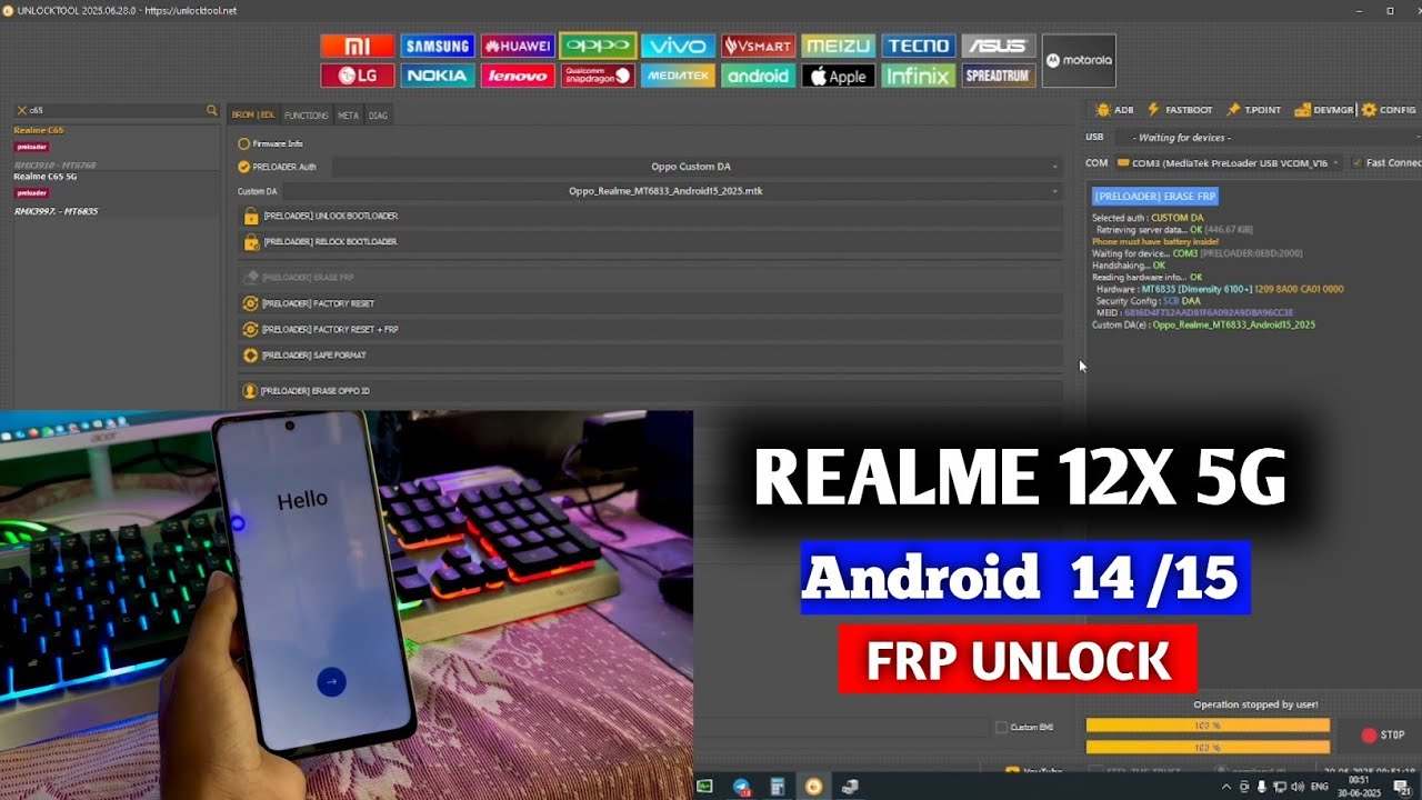 Realme 12X 5G Frp Bypass Unlock Tool Android 14/15 ✔️