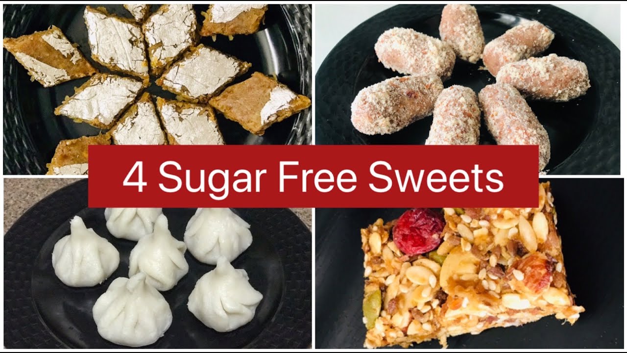4 sugar free sweets | healthy no sugar sweet recipes | diabetic recipes | शुगर फ़्री मिठाई |