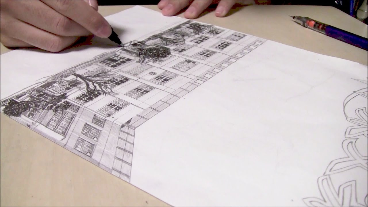 小学生による小学校校舎の写真模写 卒業文集表紙絵 (小６)