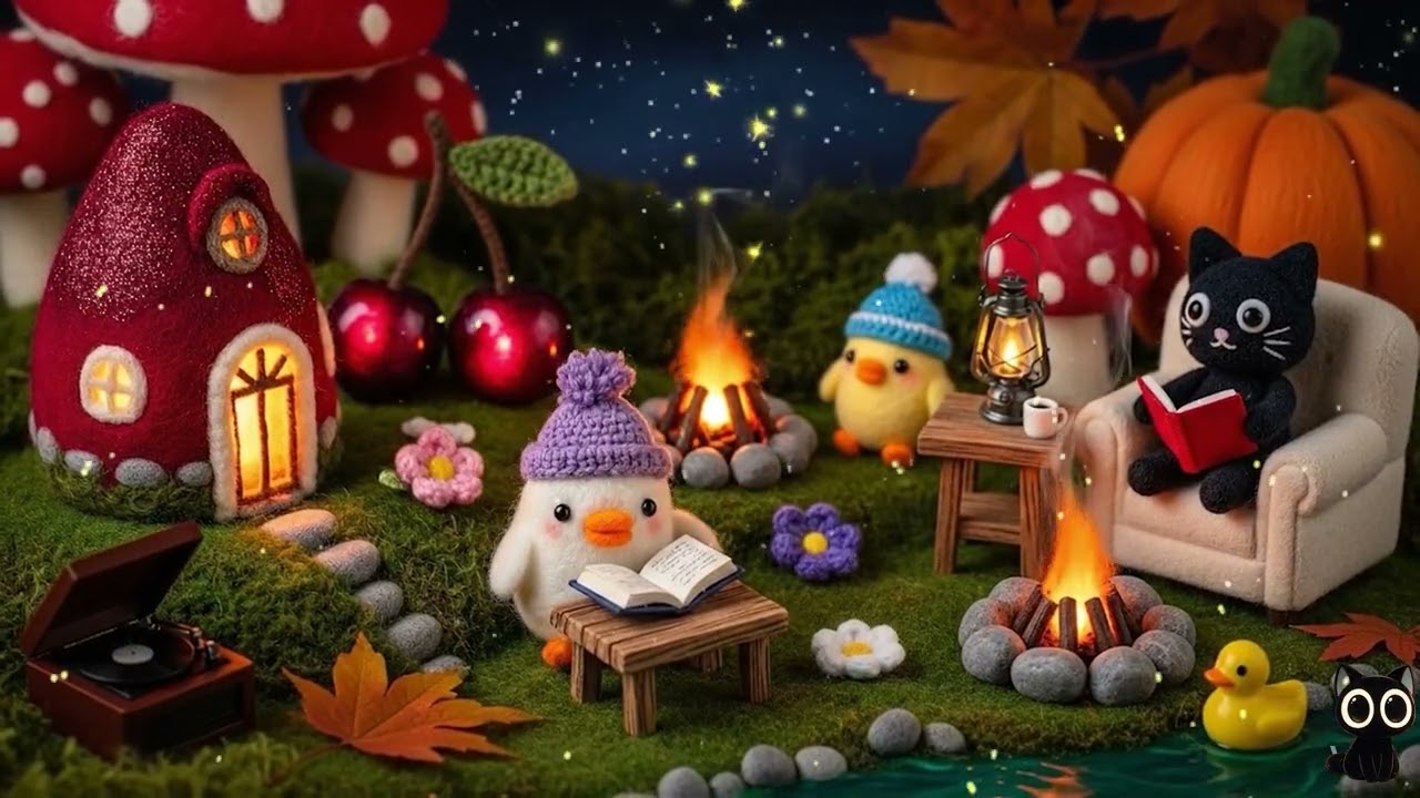 Firelit Night Retreat Under Stars 🌙 | Cozy Campfire Jazz LoFi for Deep Focus and Late Calm