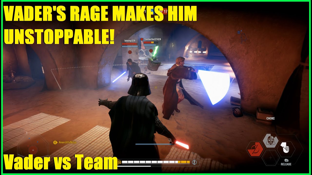 Star Wars Battlefront 2 - Darth Vader's rage makes him an unstoppable tank! Vader VS Team!