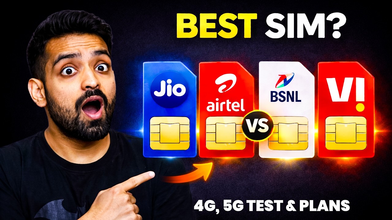 BEST SIM In 2026? Jio vs Airtel vs Vi vs BSNL ⚡️ 4G, 5G Speed Test, Plans, Network