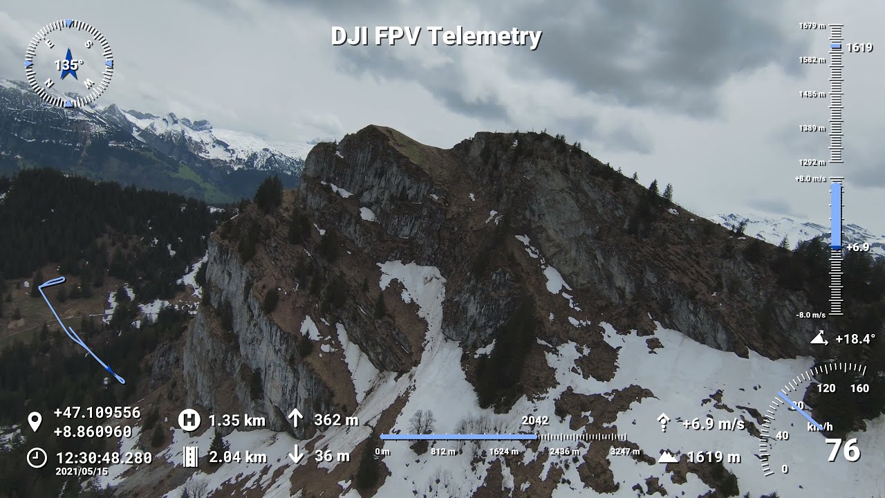 DJI FPV Drone with telemetry overlay