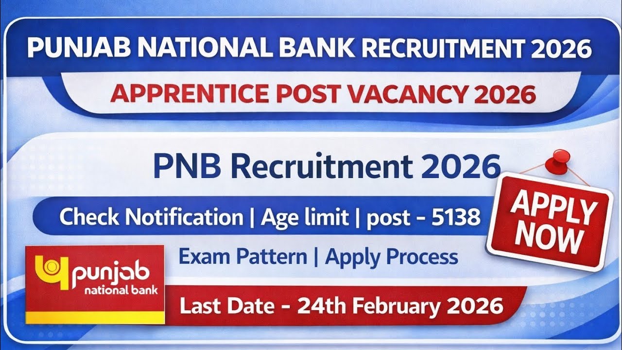 PNB Recruitment 2026 | Punjab National Bank New Vacancy 2026 | PNB Apprentice Vacancy 2026 | New Job