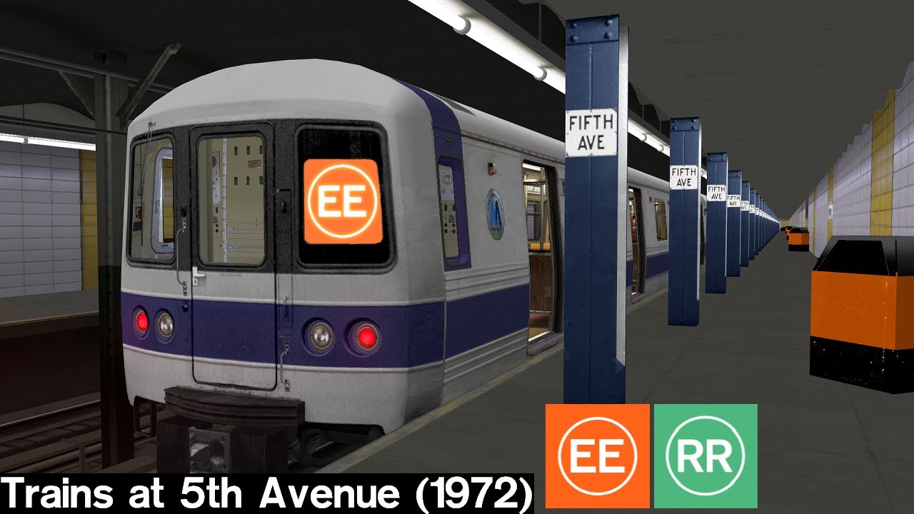 OpenBVE Virtual Railfanning: EE and RR Trains at 5th Avenue (1972)