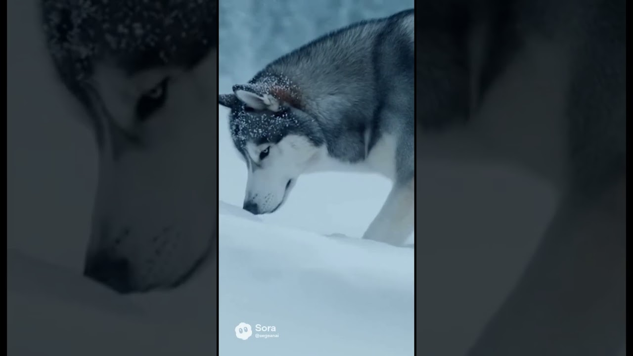 Husky Saves Freezing Child Out in Snow - Back to Warm House.. 