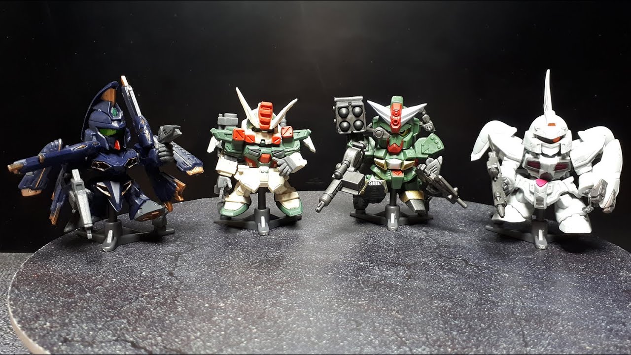 Gundam Phoenix F019, Buster F041, Command F051, GuAIZ F053 by Bandai Gashapon Senshi Forte: