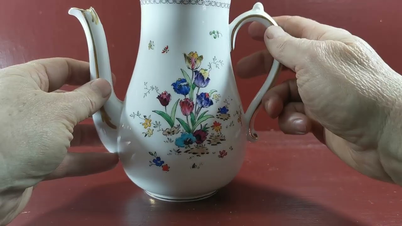 Кофейник с ручной росписью «Тюльпаны» в тосканском стиле, артикул 308, 1936-1947 гг., R H & S L, ...