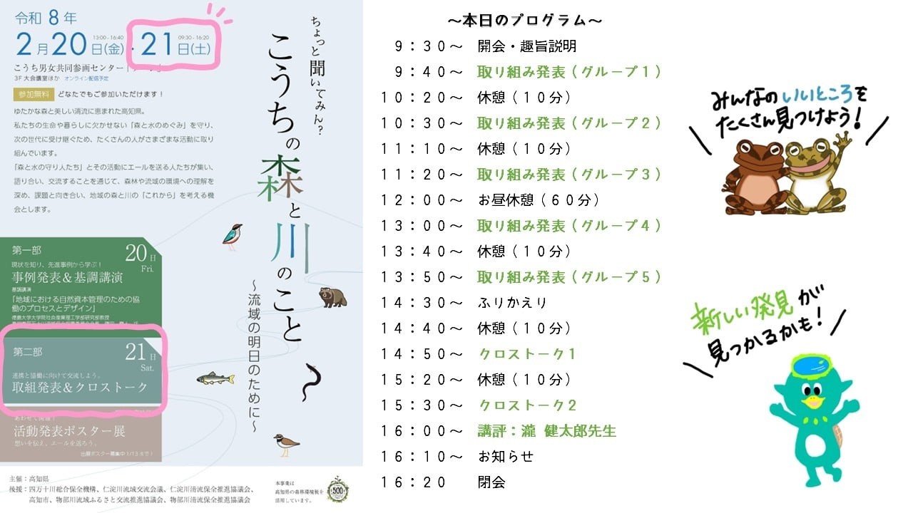 第2部 ワークショップとクロストーク - ちょっと聞いてみん？こうちの森と川のこと～流域の明日のために～