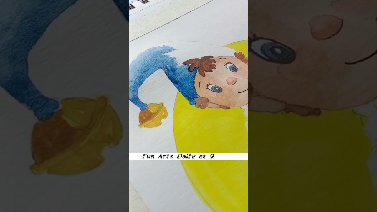 Painting Noddy with Watercolors #shorts #painting #noddy