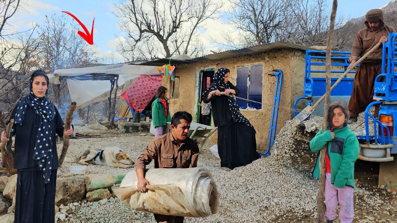Hard nomadic life in winter. Zagros | Building a traditional kitchen with a nomadic family💪🔥