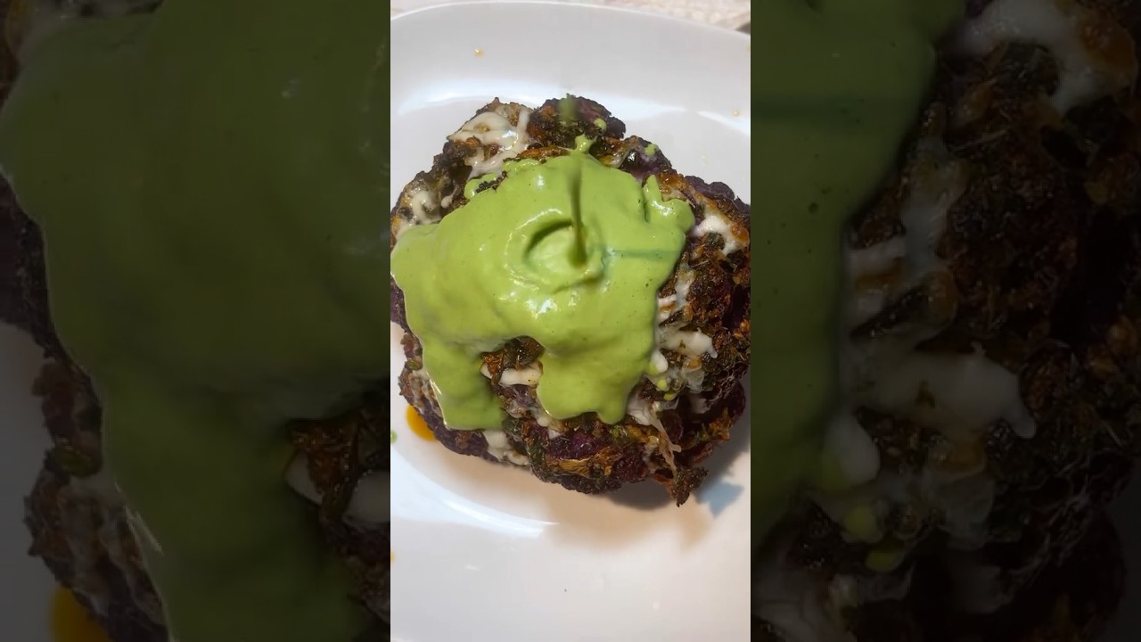 Roasted Purple Cauliflower with cilantro yogurt sauce #cauliflowerrecipe  #easyquickrecipes