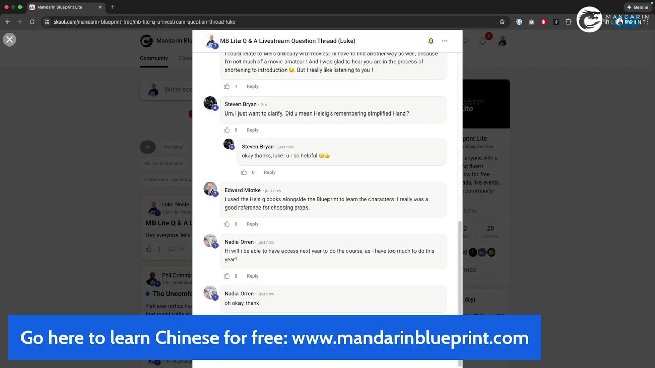 Mandarin Blueprint Q & A January 13th, 2026