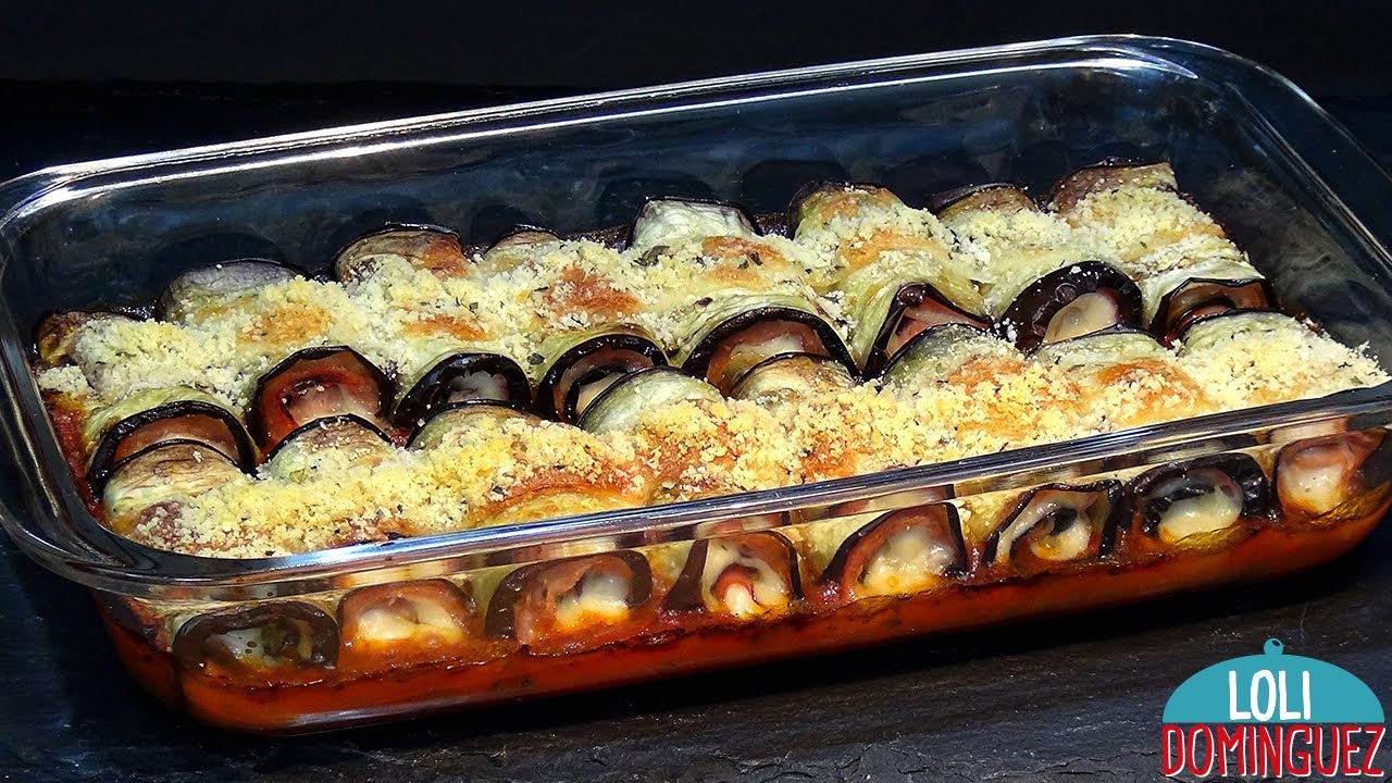 Rollitos de berenjena con jamón York y queso al horno - Recetas paso a paso - Loli Domínguez