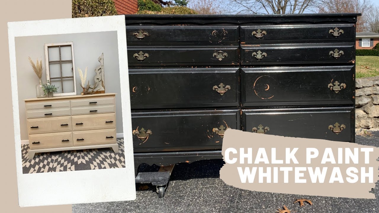 How to Whitewash with Chalk Paint // Furniture Flip // Dresser Makeover // Raw Wood Look