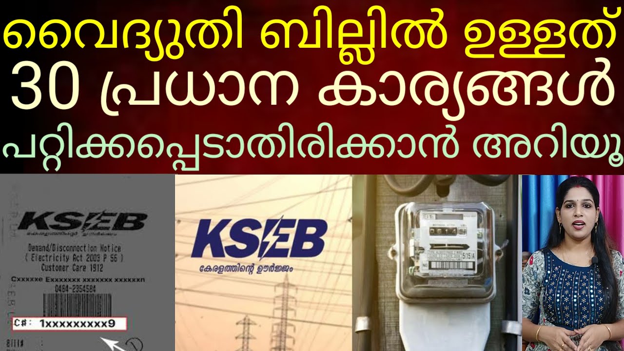 വൈദ്യുതി ബില്ലിൽ രേഖപ്പെടുത്തിയിരിക്കുന്ന 30 പ്രധാന കാര്യങ്ങൾ#electricity bill