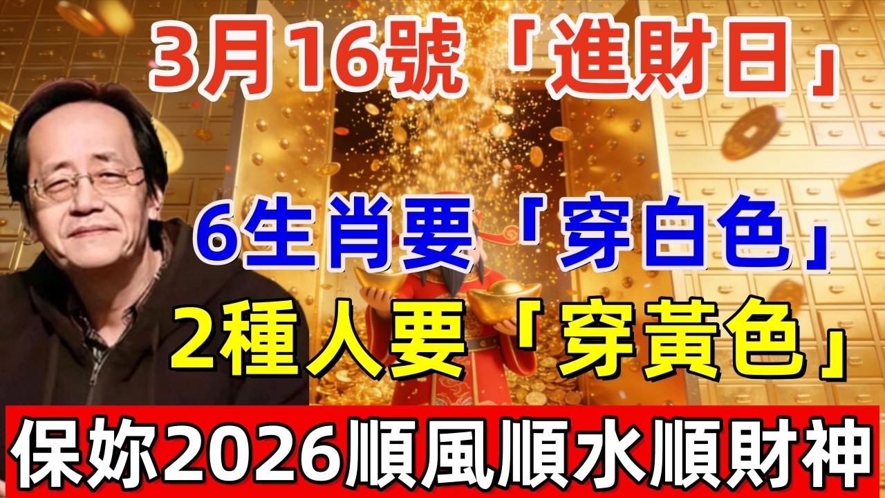 3月16號，正月二十八，「進財日」，6生肖要「穿白色」，2種人要「穿黃色」，菩薩保妳2026馬年順風順水！#佛缘#风水  #佛教 #命理 #横财 #易经 #佛法 #佛陀 #佛學#运势 #因果#偏财