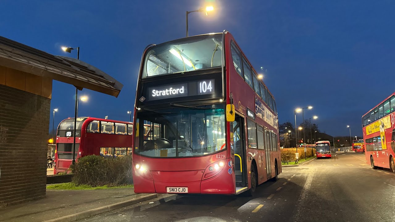 FULL ROUTE VISUAL | London Bus Route 104: Beckton Station - Stratford | E279 - SN13CJO