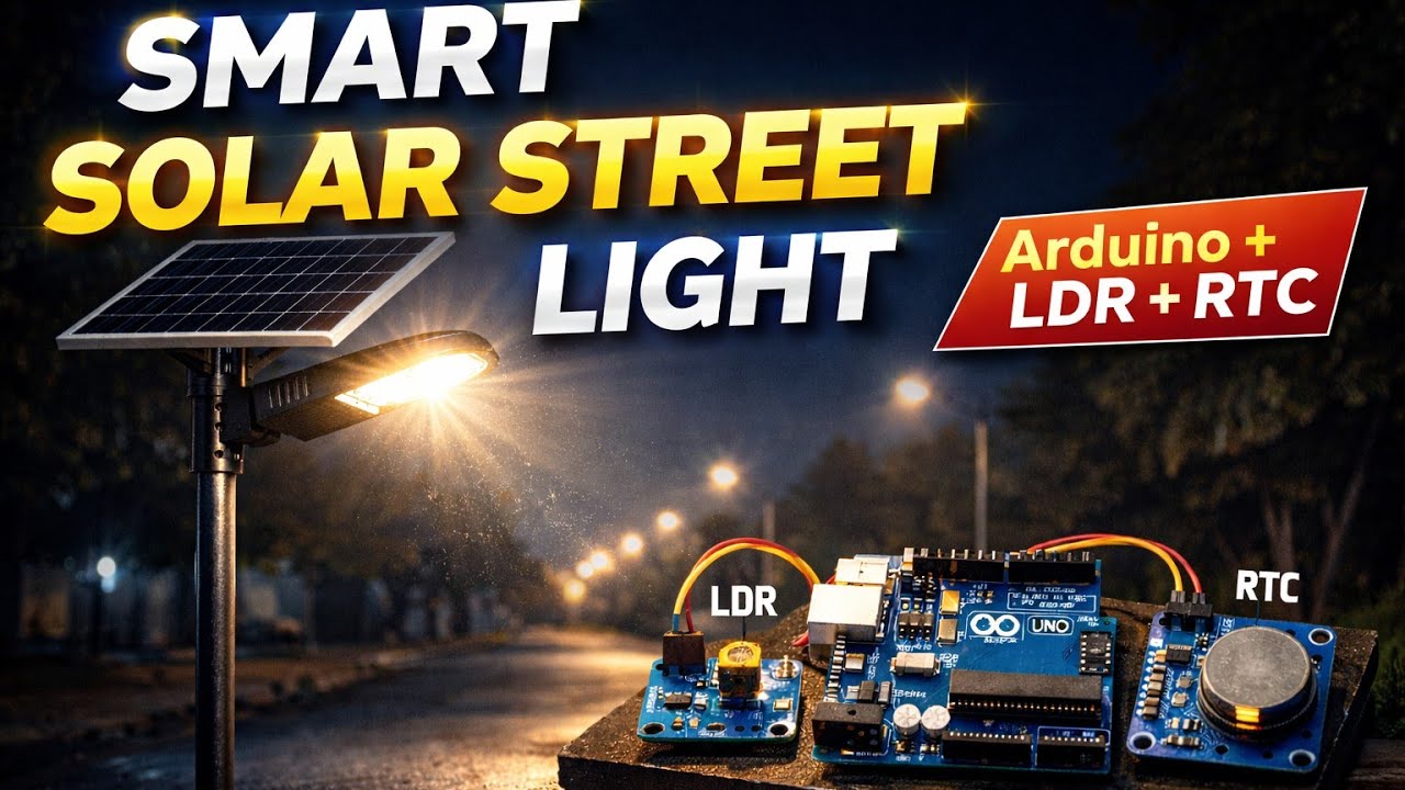 Solar powered led street light with automatic intensity control using aurdino uno, LDR and RTC