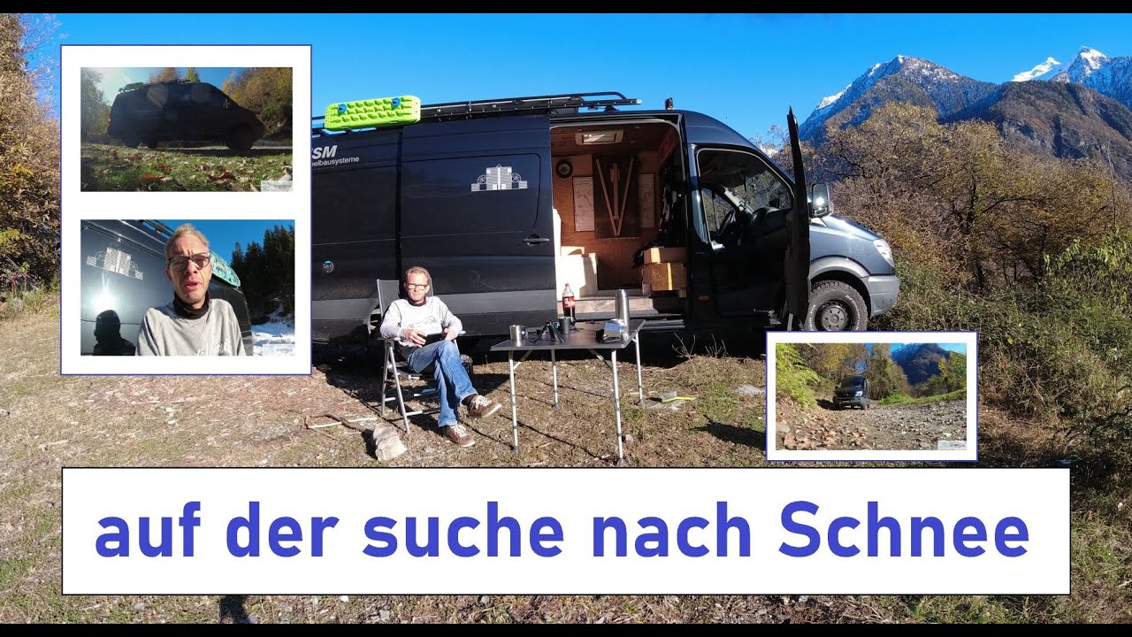 mit dem Campervan auf der suche nach Schnee auf dem San Bernardino