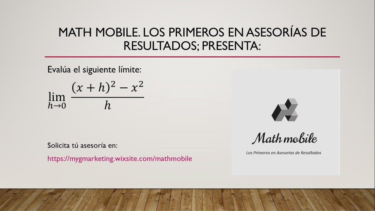 limite de (x+h)^2-x^2)/ h, cuando h tiende a 0