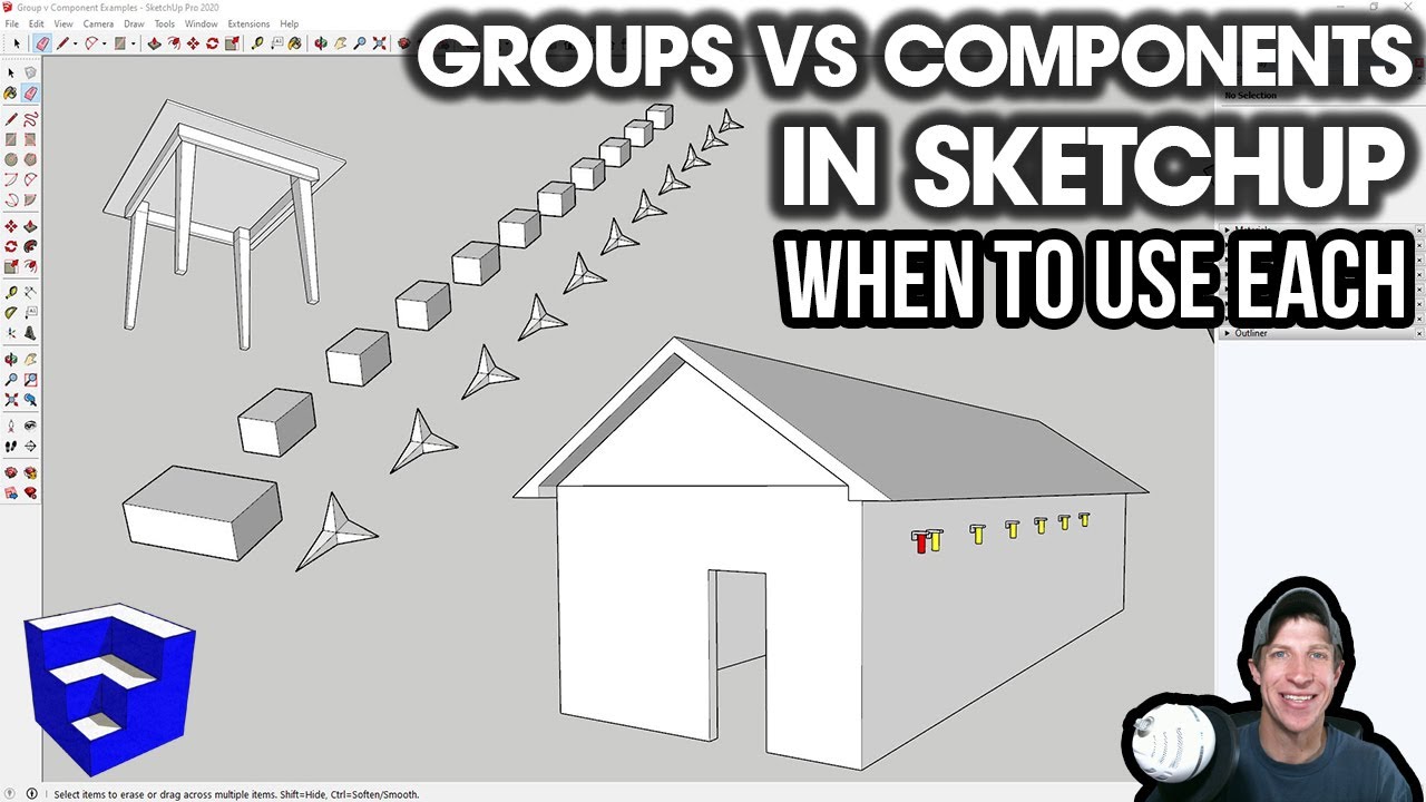 ГРУППЫ И КОМПОНЕНТЫ в SketchUp — когда использовать каждый из них!