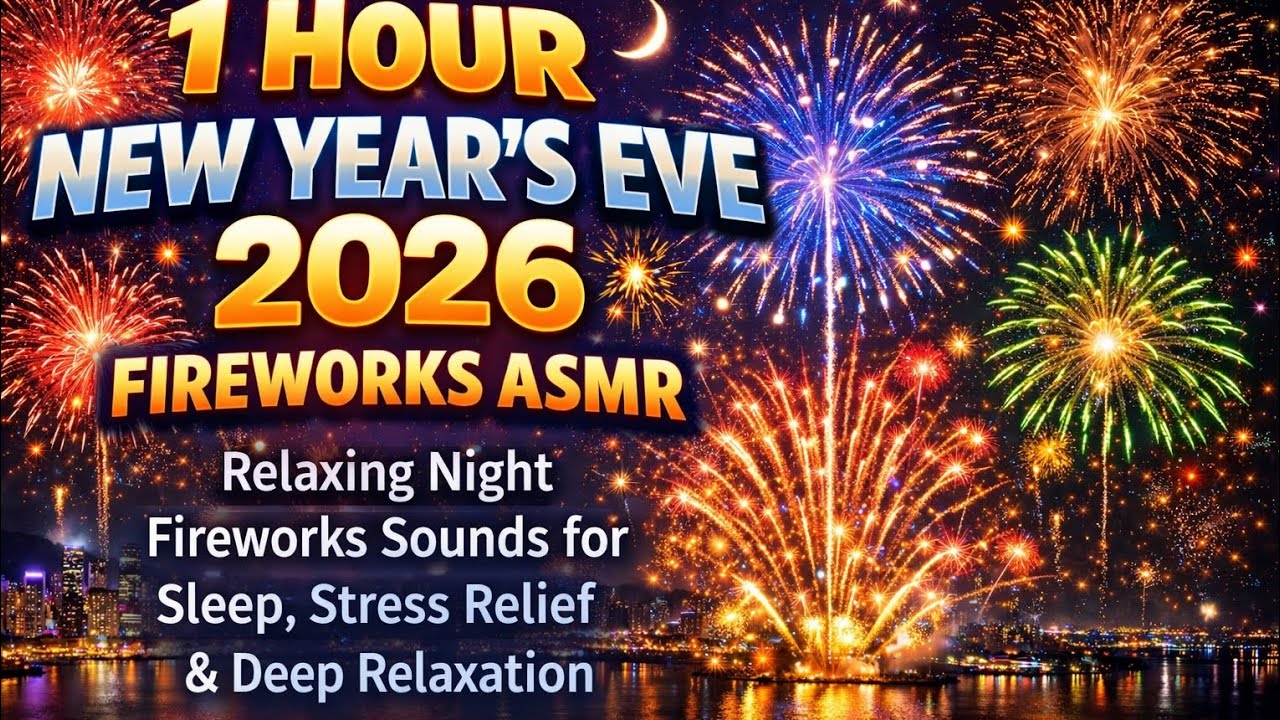 1 Hour New Year’s Eve 2026 Fireworks ASMR 🎆 Relaxing Night Fireworks Sounds for Sleep, Stress Relief