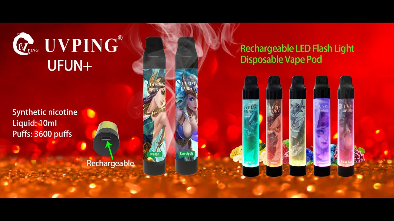 UVPING uFun LED Flashlight Disposable Vape Pod. Created by Shenzhen Umighty Vape Technology