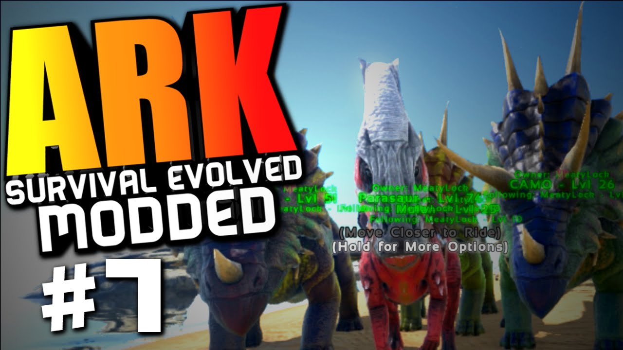ARK Survival Evolved - MOD STACKING, TRIKE LOVE TRIANGLE, PARASAUR Modded Survival #7 (ARK Gameplay)