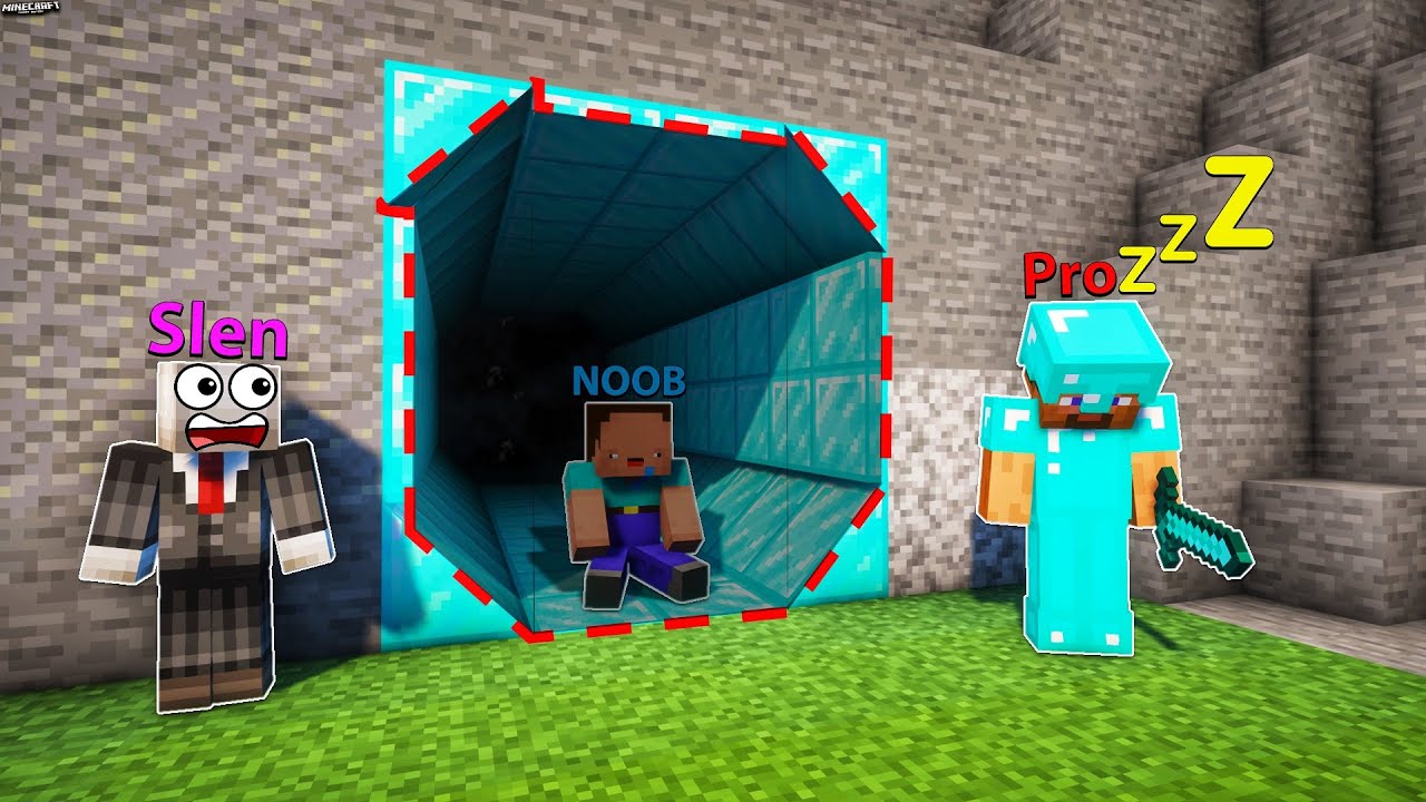 SLENDERMAN CỨU NOOB KHỎI NH&Agrave; B&Iacute; MẬT KIM CƯƠNG TRONG V&Aacute;CH N&Uacute;I C&Oacute; THANG M&Aacute;Y CỦA PRO TRONG MINECRAFT
