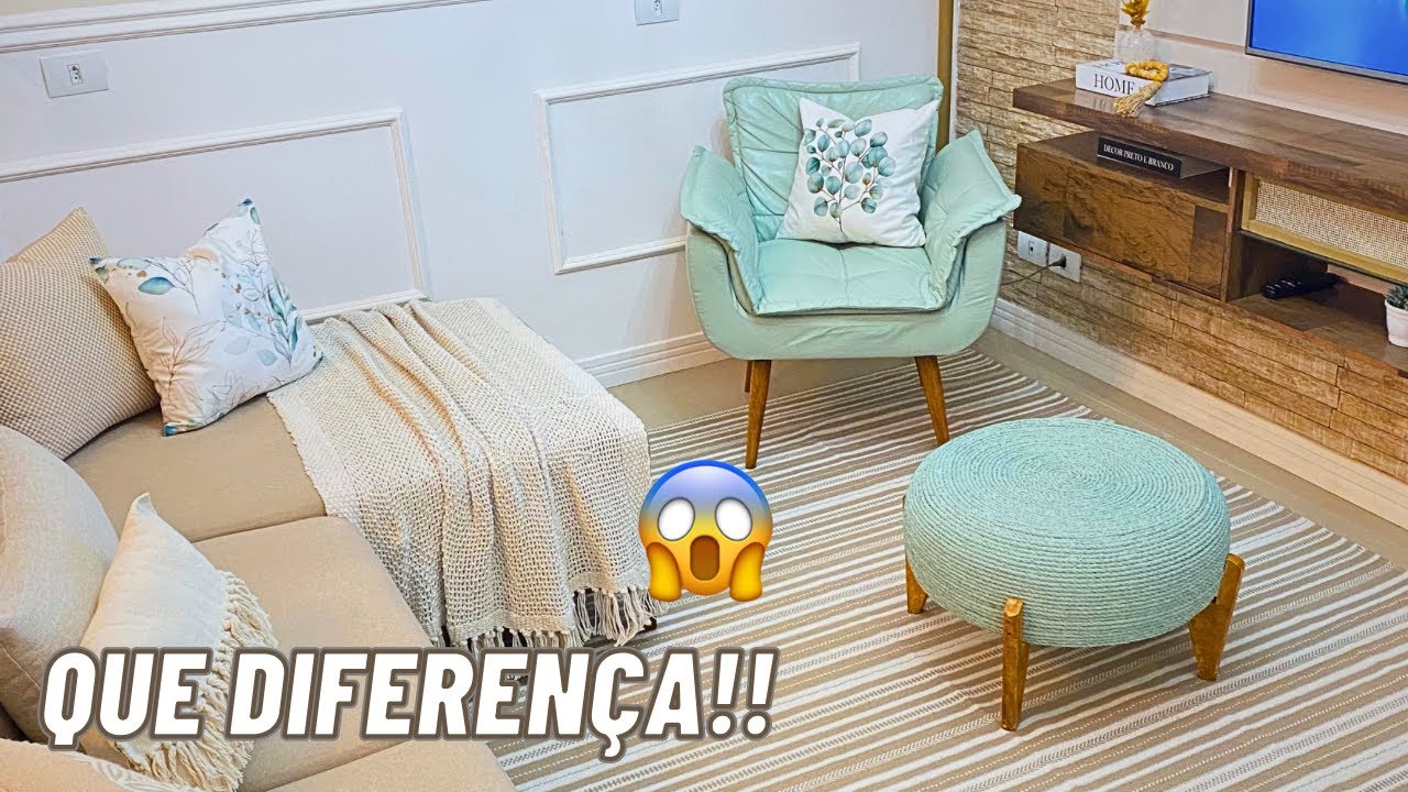 PINTANDO NOVAMENTE A POLTRONA/ NOVA DECORAÇÃO NA SALA AGORA FICOU PERFEITO!