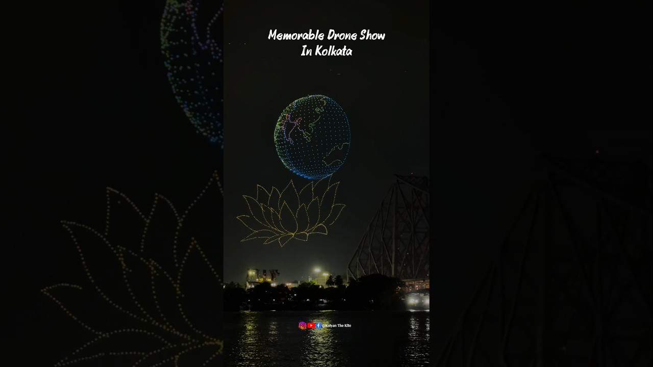 Largest Drone Show In Kolkata❤️.This Is The Memorable witness #howrahbridge #riverside #memorable