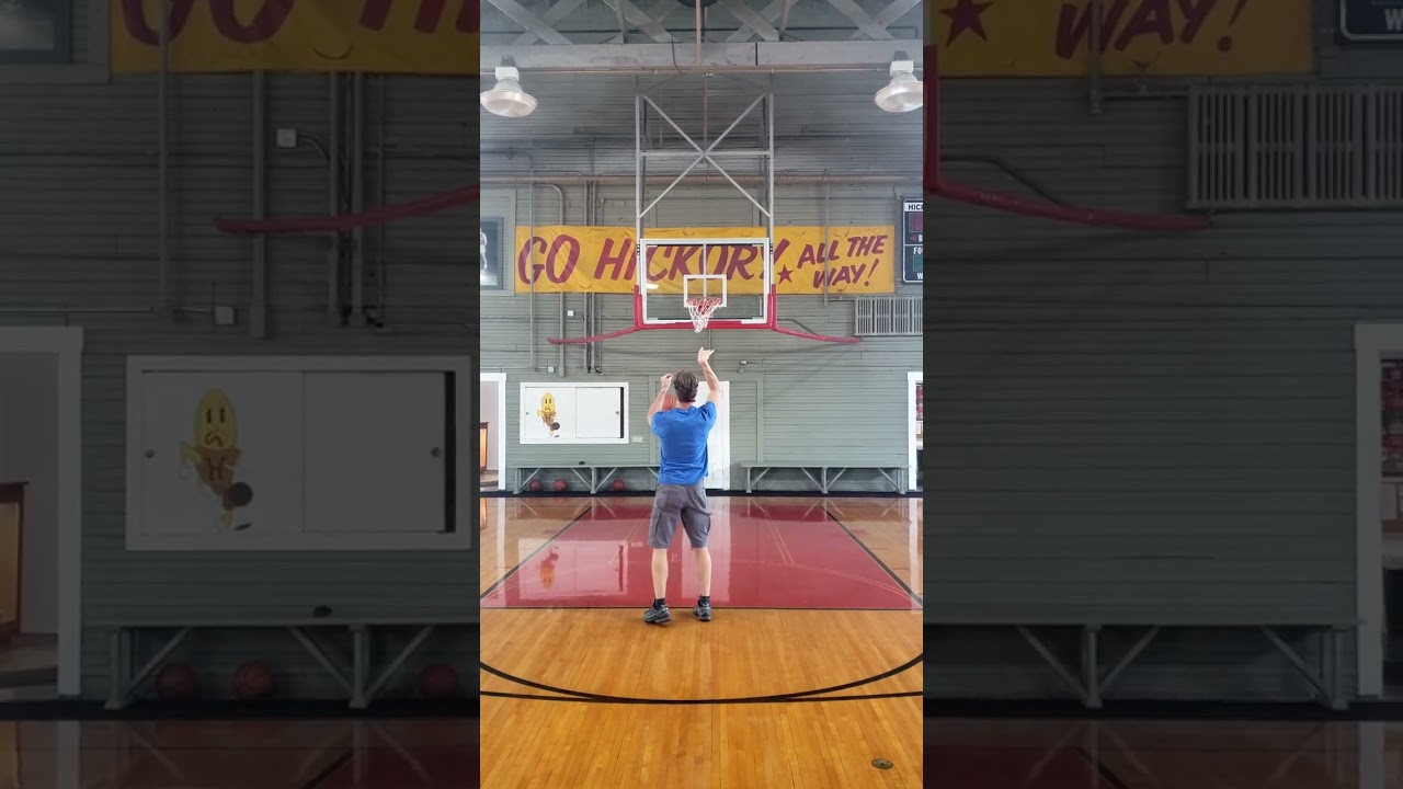 Shooting a basket in the actual Hoosier movie gym