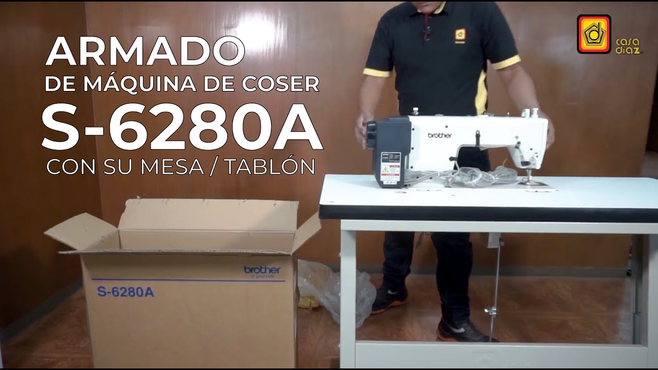 Armado/ ensamble de S-6280A Brother máquina de coser recta industrial con su mesa / tablón