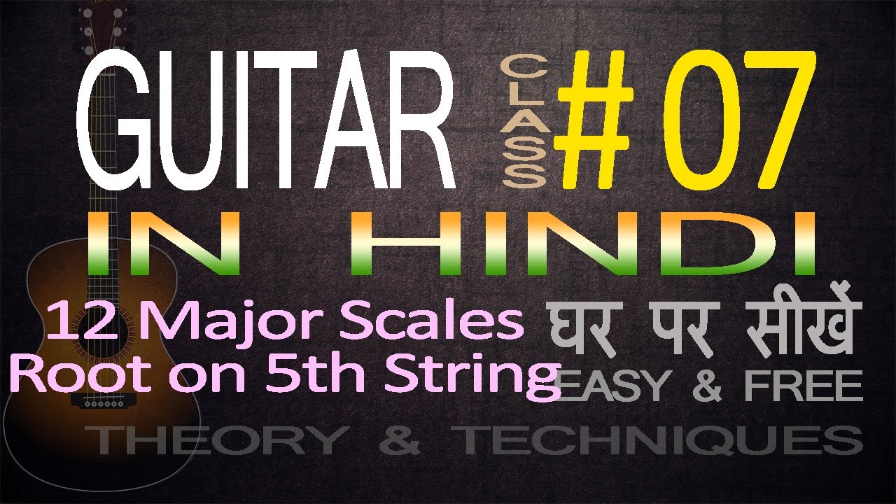 Complete Guitar Lessons For Beginners In Hindi: 07 How to Play all Major Scales, Root on 5th string