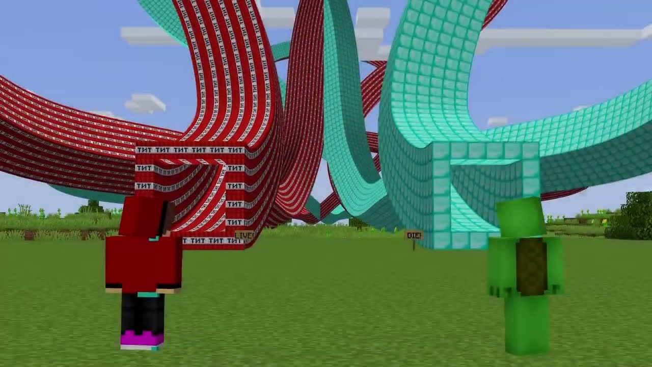 Mikey and JJ Choose the Right Tunnel in Minecraft (Maizen)