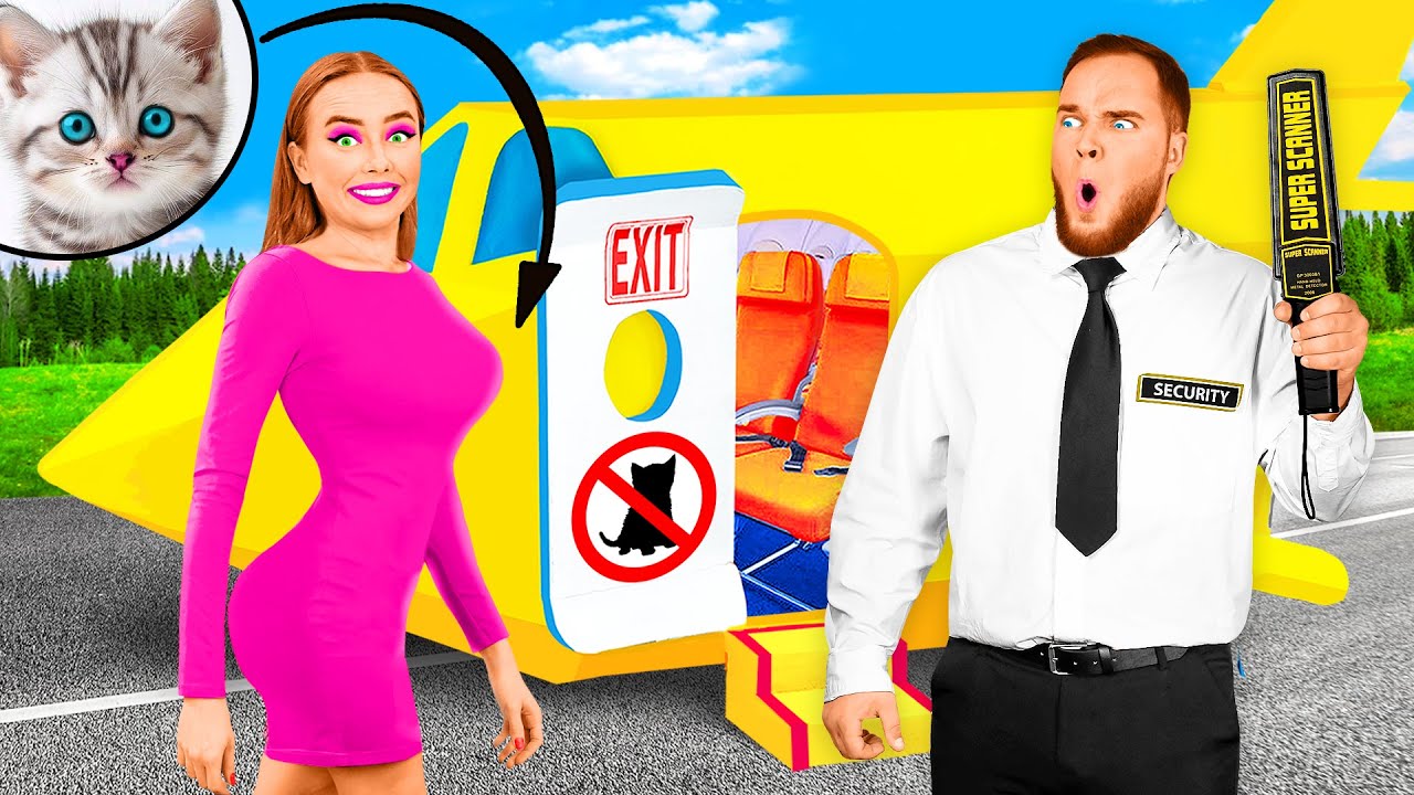 Jak Vzít Domácí Mazlíčky do Letadla | Zábavné Nápady od Fun Fun Challenge