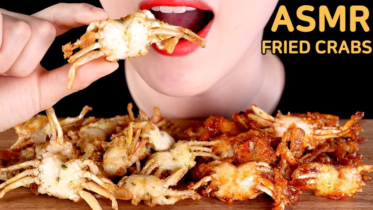 ASMR🦀Fried Crab eating sounds MUKBANG 꽃게 튀김 먹방 咀嚼音ソフトシェルクラブのフライを食べる