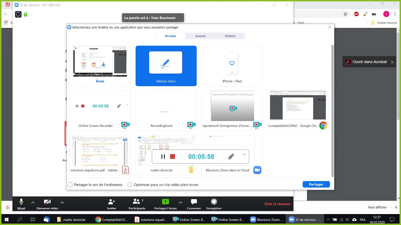 Tutoriel sur l'utilisation de Zoom.us - Partage d'écran, annotations et utilisation d'OpenBoard