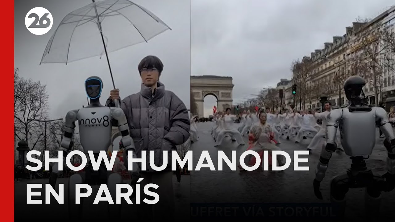 🇫🇷 AÑO NUEVO CHINO | Dos robots humanoides se unieron al desfile frente al Arco del Triunfo
