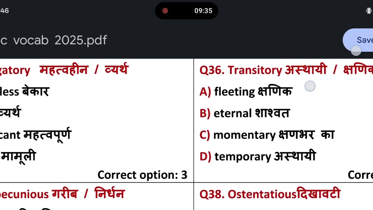 ALL ANTONYMS ASKED IN SSC CGL 2025