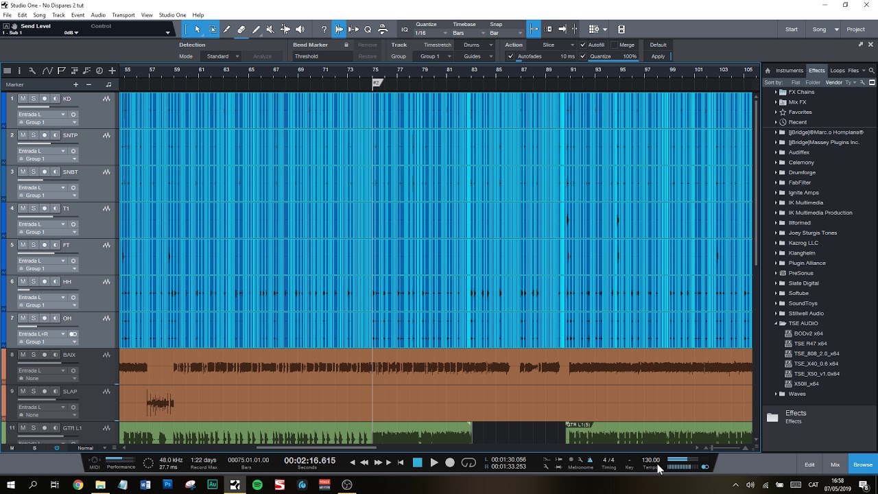 Editing Drums with Studio One (quantization and drum replacement)