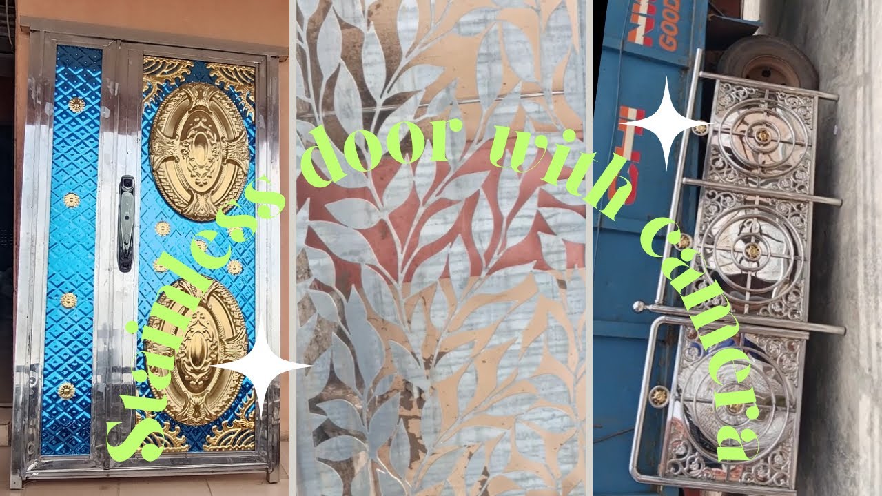 Stainless Bullet Proof Door with Camera//Handrail#Laser Design# Overhead Tang//