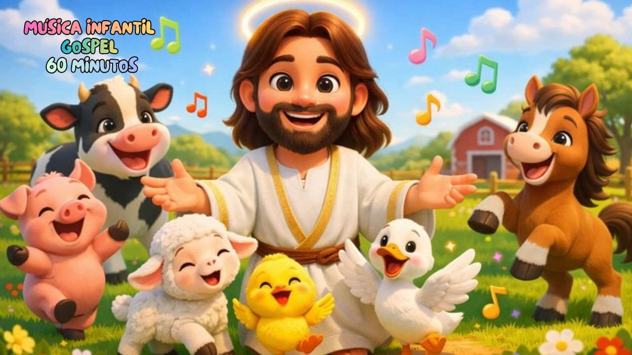 Jesus e os Animais da Fazendinha  | 1 Hora de M&uacute;sica Gospel Infantil | Louvor para Crian&ccedil;as