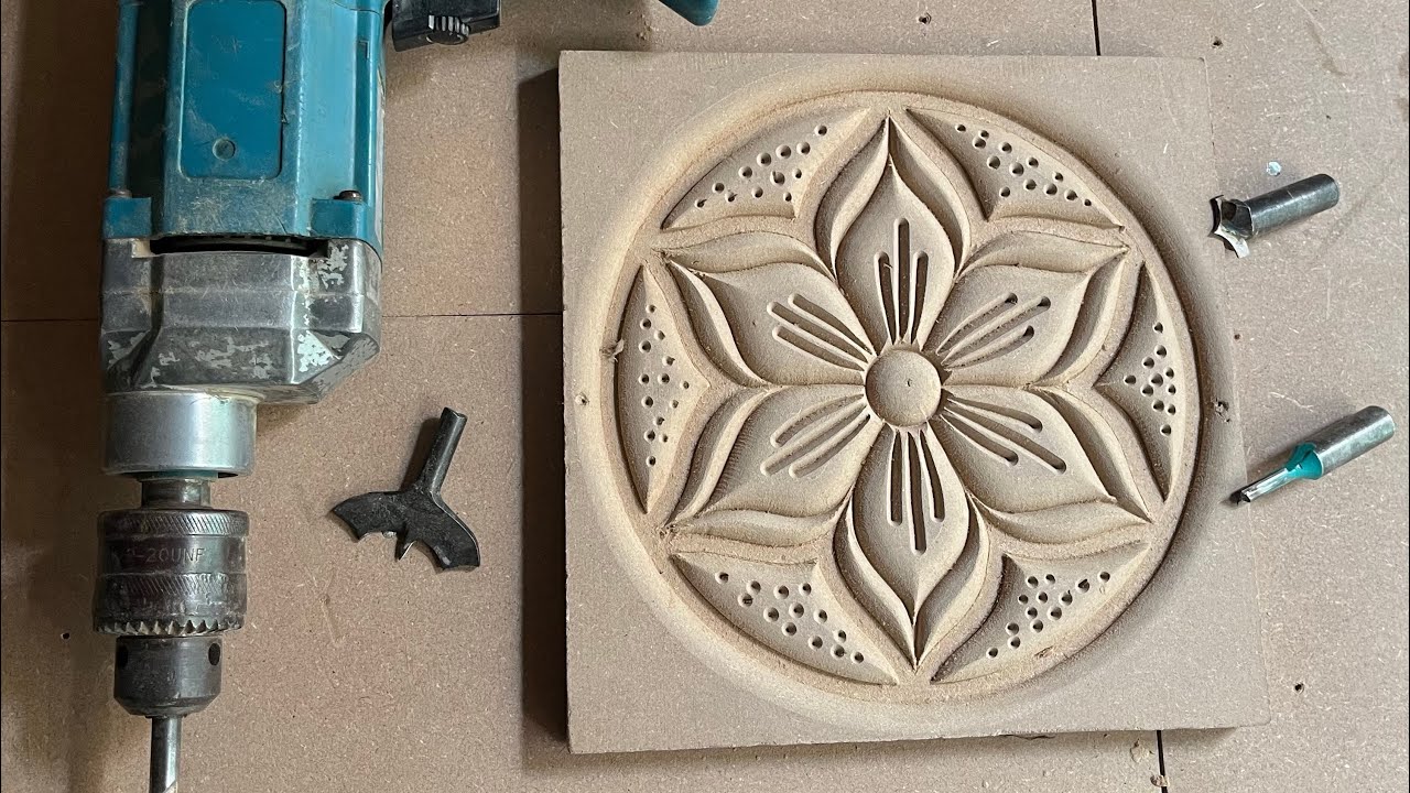 Beautiful and Easy wood carving flower design with router machine bits