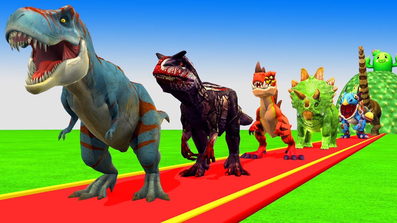 Paint Animals Dinosaur T Rex Herbivores and Carnivores Dinosaurs Fountain Crossing Animal Cartoon