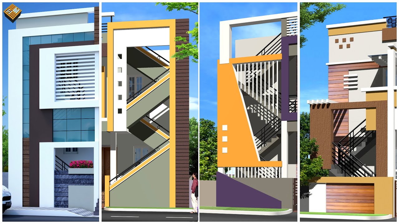 Unique Exterior Stair Case Wall Design Set 02